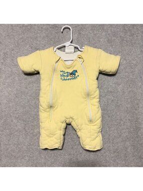 Baby Merlins Magic Sleepsuit Small 3-6 Months Yellow Cotton Blend Double Zipper